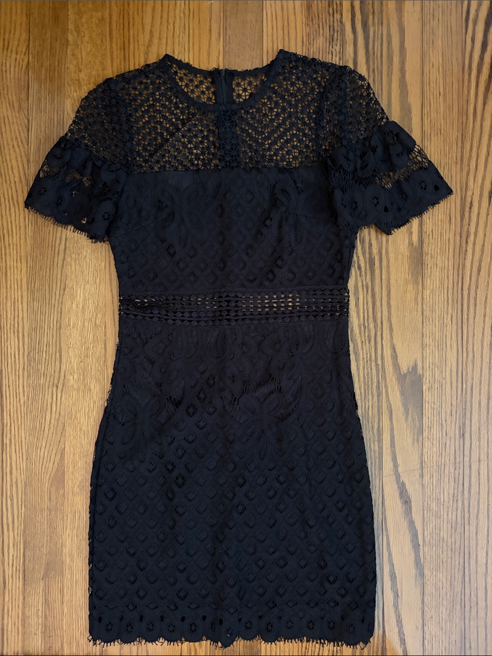 Aqua Black Lace Short Sleeve Dress